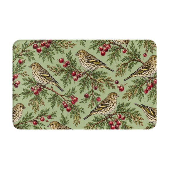 Siskin Sprig Christmas Pattern Front Door Mat Doormat Non Slip Bath Mats 20x31.5 Inch Bathroom Rug Entryway Carpet