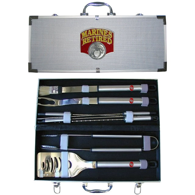 Siskiyou - American Heroes 8-Piece BBQ Set with Hard Case, Unites States Marines 'Retired'