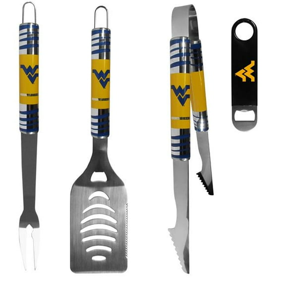 Siskiyou C3BQ60LBO Unisex NCAA West Virginia Mountaineers 3 Piece BBQ Set & Bottle Opener - One Size