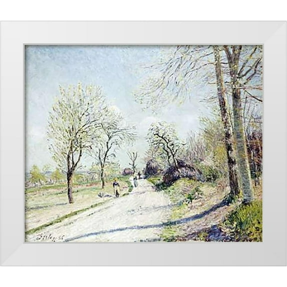 Sisley, Alfred 14x12 White Modern Wood Framed Museum Art Print Titled - The Road from Veneux to Moret