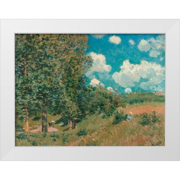 Sisley, Alfred 14x12 White Modern Wood Framed Museum Art Print Titled - The Road from Versailles to Saint-Germain