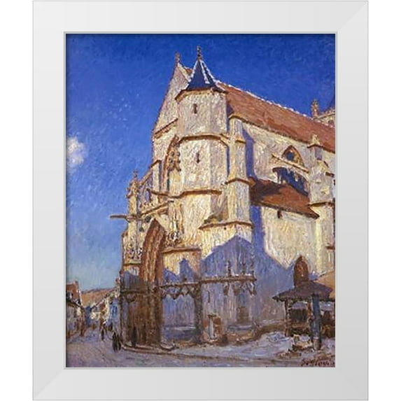 Sisley, Alfred 20x24 White Modern Wood Framed Museum Art Print Titled - The Church At Moret