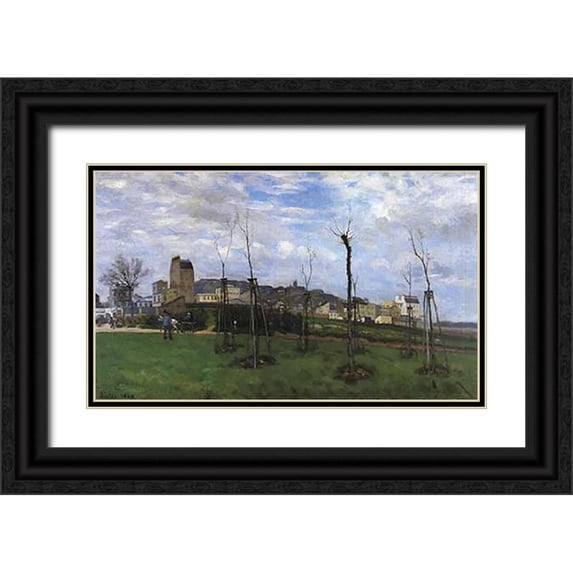 Sisley, Alfred 32x21 Black Ornate Wood Framed with Double Matting Museum Art Print Titled - View Of Montmarte From The Cite Des Fleurs
