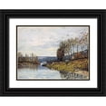 thumbnail image 1 of Sisley, Alfred 32x25 Black Ornate Wood Framed with Double Matting Museum Art Print Titled - The Seine at Bougival, 1 of 4