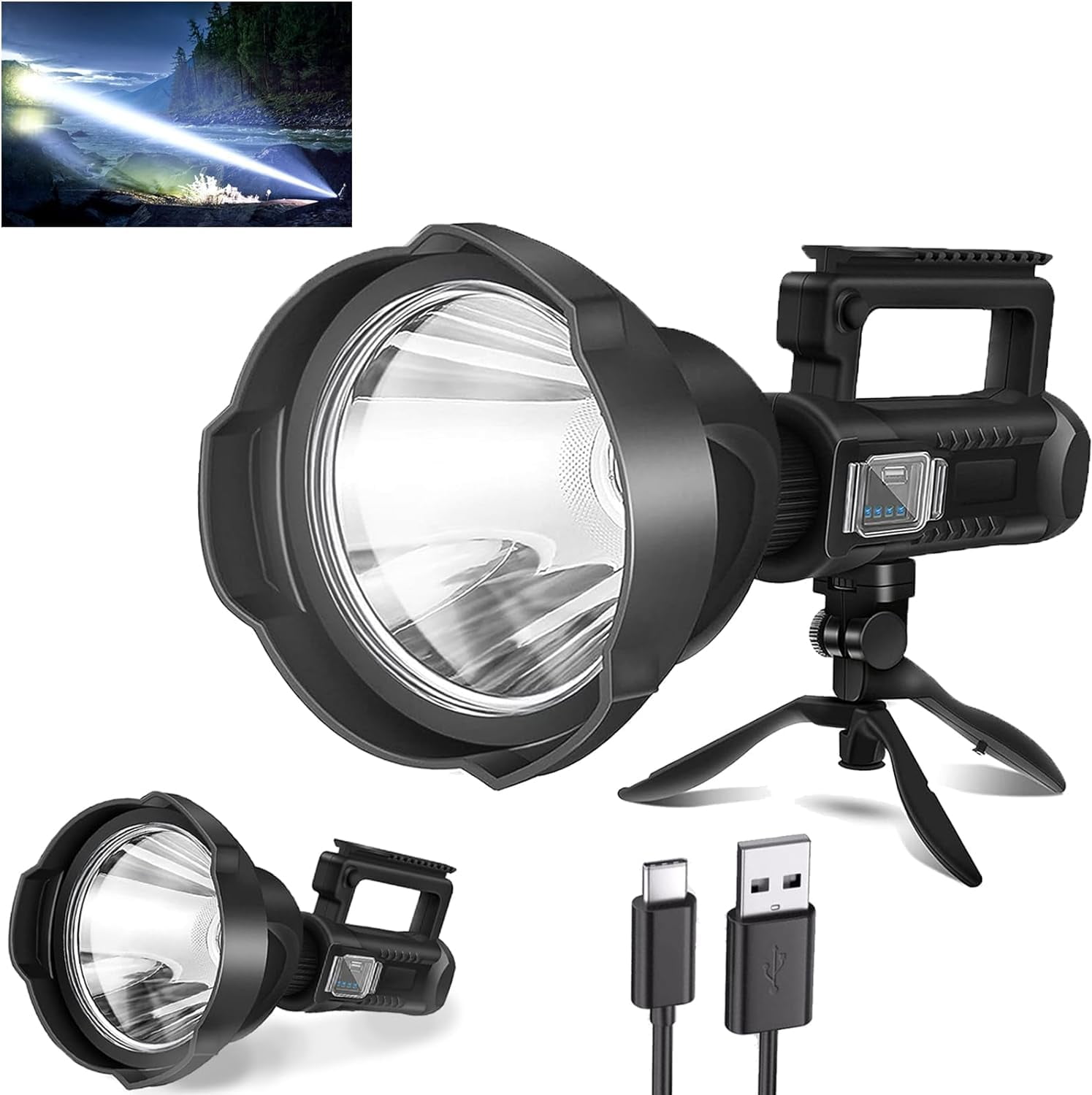 ErayLife 1800LM Rechargeable Searchlight - IP67 Waterproof Spotlight With 6 Modes