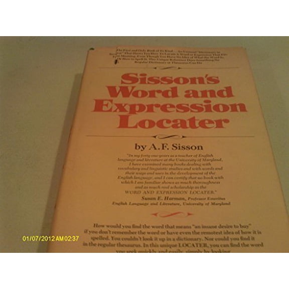 Pre-Owned Sisson's Word and Expression Locator Sisson, A. F.