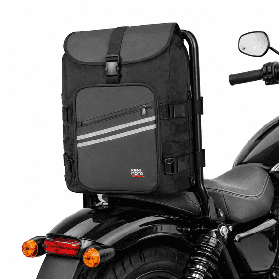 Sissy Bar Bag 30L with Waterproof Rain Cover, Large Capacity Storage