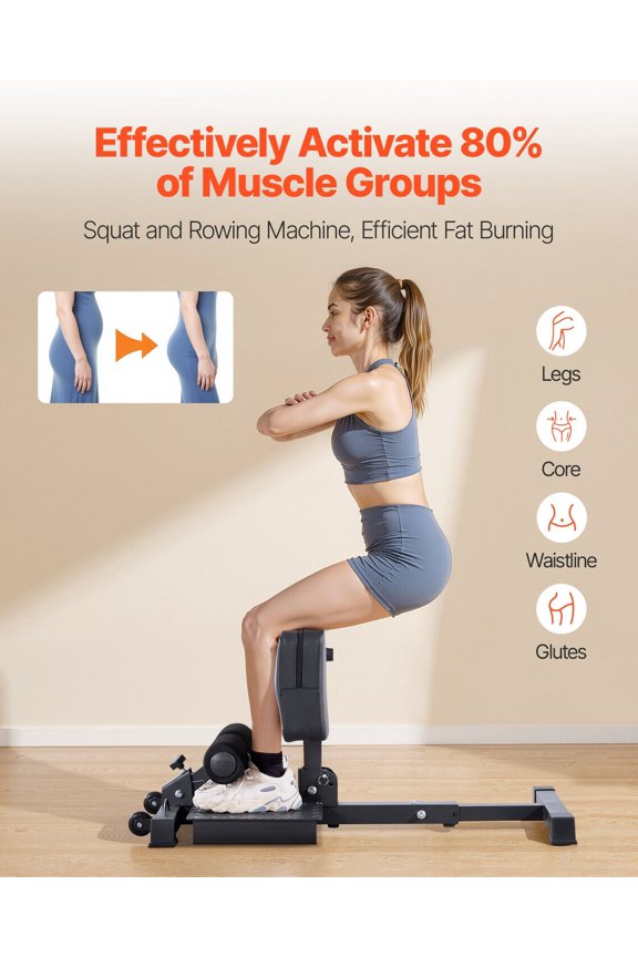 Sissy Squat Machine,Multi-Function Deep Sissy Squat Bench for Leg Muscle Training,Easy Setup&Foldable Core Waistline&Glute Workout Equipment,Leg Exercise Machine for Home Gym,Black