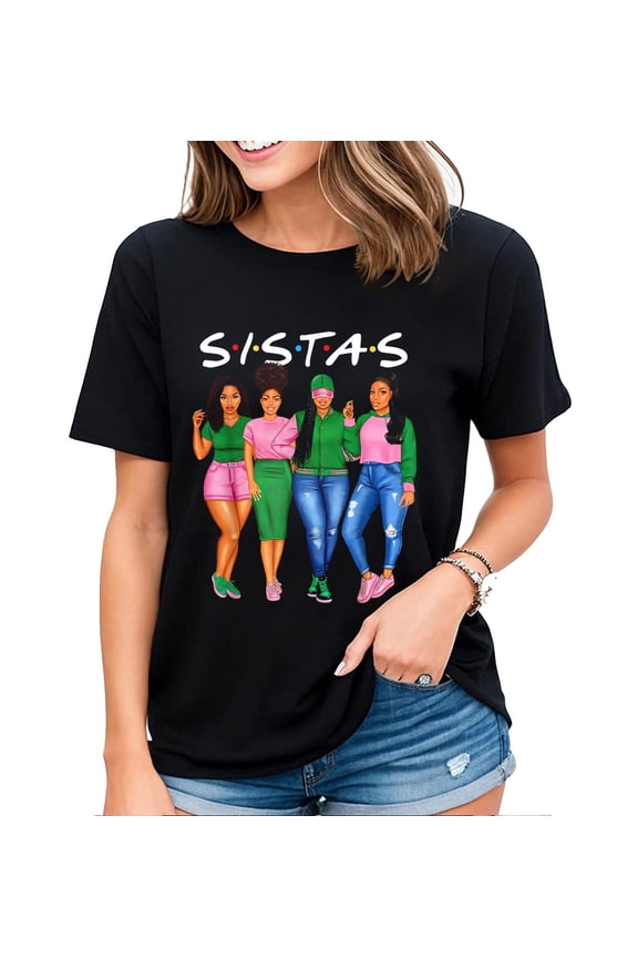 Sistas Graphic Tee Shirt Melanin Black Women African Queen T-Shirt Black 3X-Large