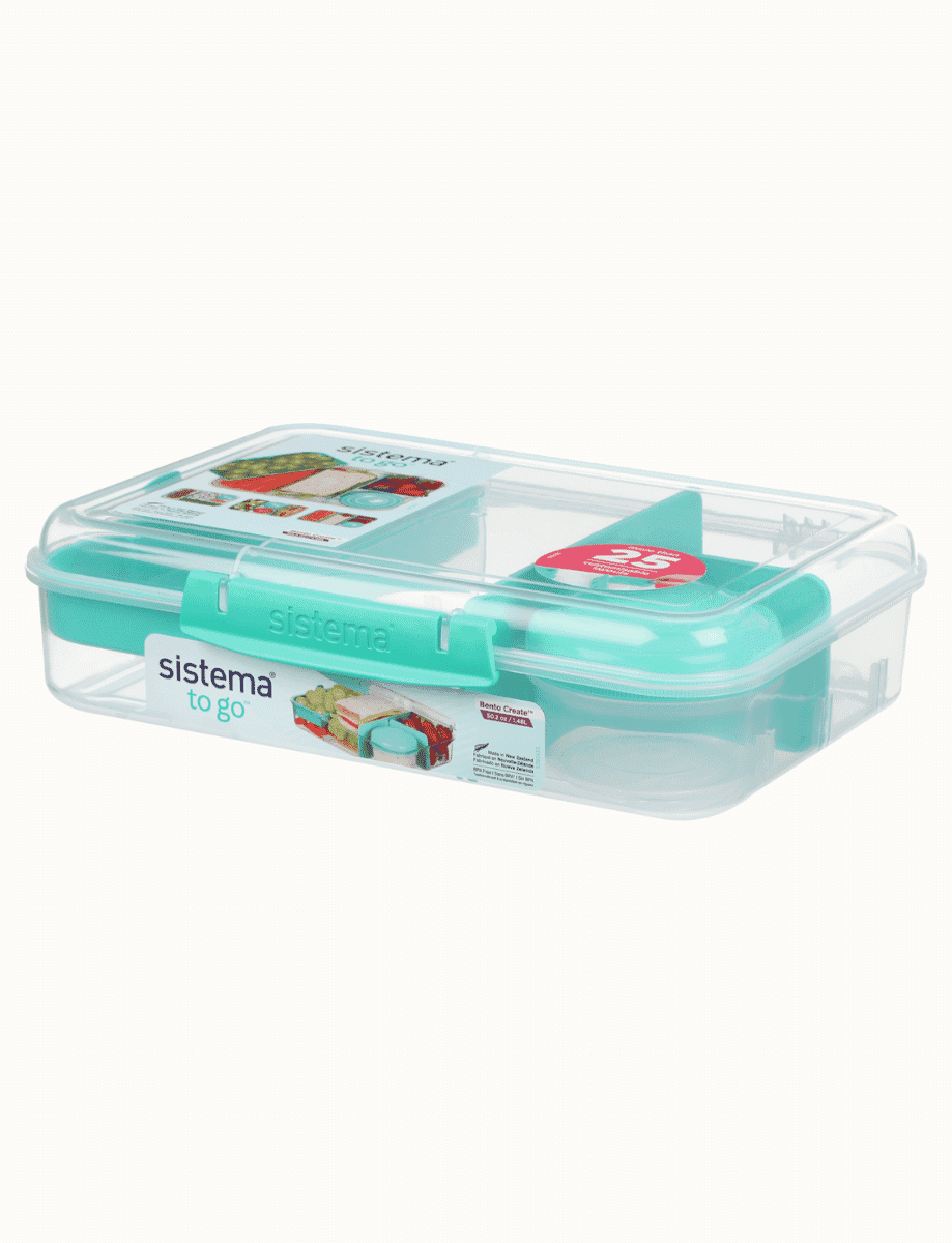 Sistema 1.48L Bento Box Food Storage To Go, 50.2 oz Assorted Colours