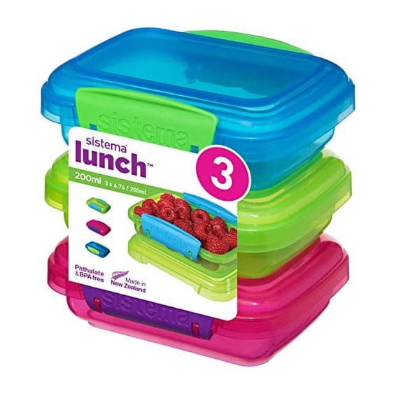 Sistema Lunch Food Storage Containers | 200ml. | Small Snack Pots | Assorted Colours | 3 Count