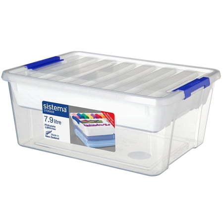 Sistema 70078-02 Home Collection All-Purpose Plastic Storage Container with Organizing Tray and Lid, 8.35 Quart