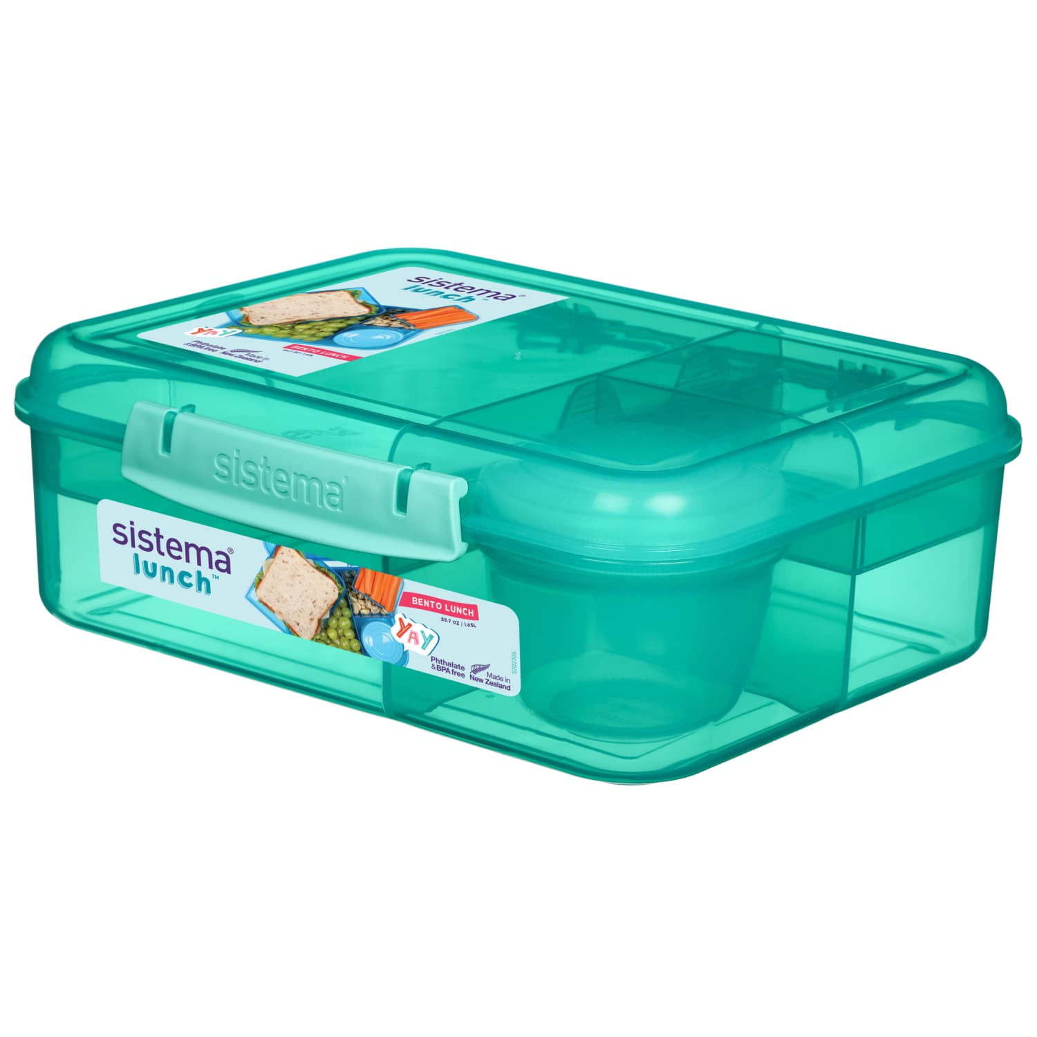 Sistema Bento Box LUNCH | Lunch Box with Yoghurt/Fruit Pot | 1.65 L | BPA-Free | Assorted Colours (Varies by Pack) | 1 Count