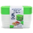 thumbnail image 1 of Sistema Nest It Meal Prep Food Storage Containers with Lids, 2 Compartments, 3.7 Cups, 5-Pack, Green, 1 of 9