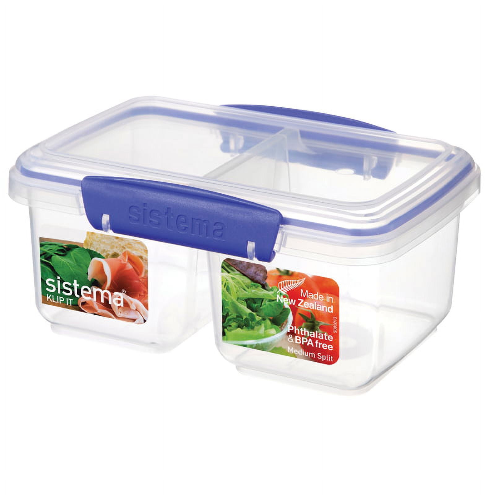 Sistema KLIP IT Rectangular Food Storage Containers, Clear-Blue