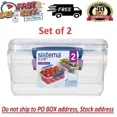 thumbnail image 1 of Sistema Klip It 2L Plastic Food Storage Containers, ( Set Of 2 ) New!!!, 1 of 6