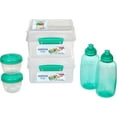 thumbnail image 1 of Sistema Bento Lunch Box Set with Sandwich Containers, Yogurt Pots & 2 Twist 'n' Sip Water Bottles, Dishwasher Safe, BPA-Free Plastic, Blue/Green, 1 of 5