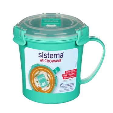 Sistema Microwave Medium Soup Mug Food Container, Minty Teal, 22.1 oz., 656 ml