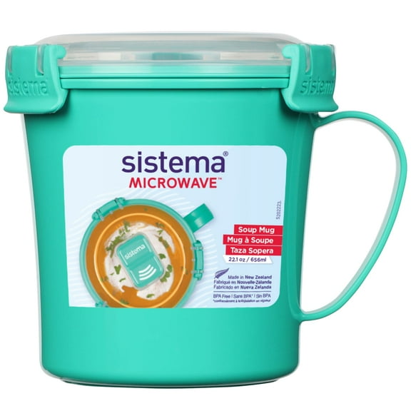 Sistema Microwave Medium Soup Mug | Microwave Food Container | 656ml. | BPA-Free | Minty Teal [21107-8T]