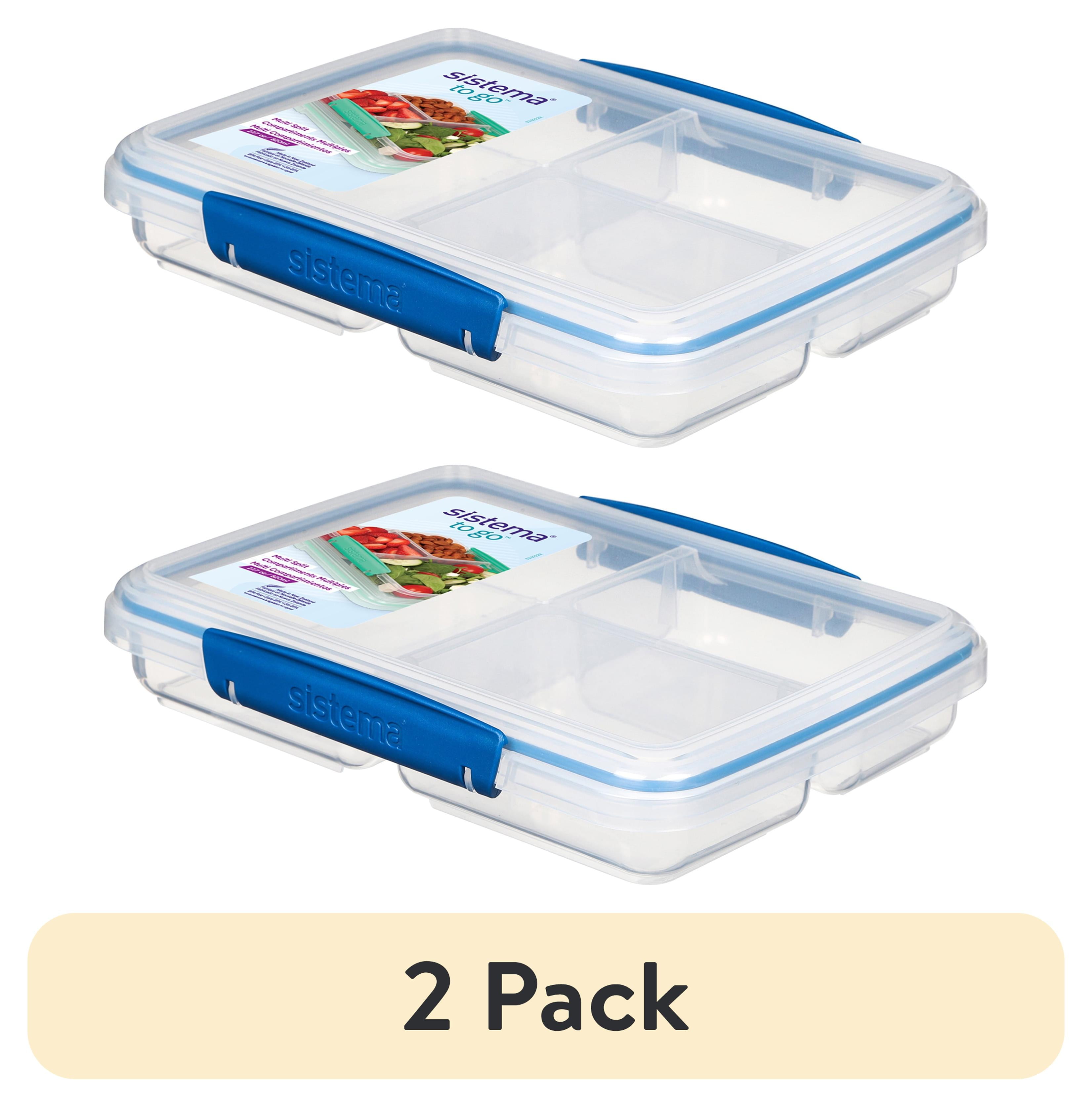 Blue Plastic Multi-Compartment Food Storage Container