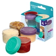 Sistema Dressing Pots TO GO, Food Container Sauce Pots with Lids, 35ml., BPA-Free, Blue, Green, Pink & Purple Lids, 4 Count [21470-53C]
