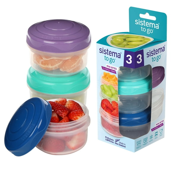 Sistema TO GO Round Mini Bites Food Storage Container, 3 Count