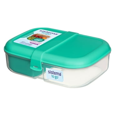 Sistema To Go Split Lunch Box, 1.1L Food Storage Container with 2 Compartments, Minty Teal