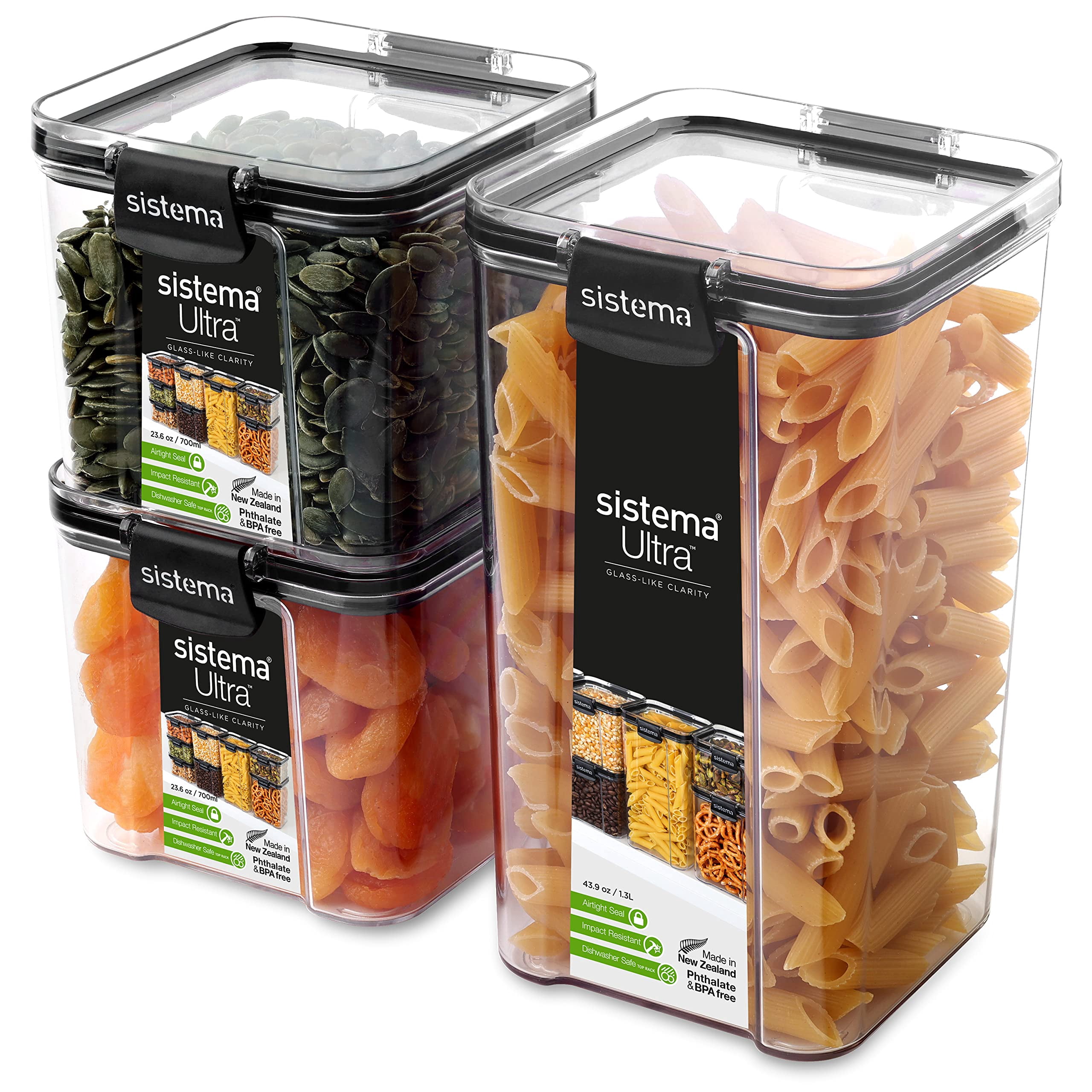 Sistema Tritan Ultra Airtight Pantry Storage Containers, 3-Pack, BPA