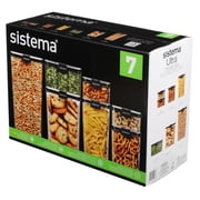Sistema Ultra Airtight Pantry Food Storage Containers, Assorted Sizes, Square, Stackable, BPA-Free Tritan, 7 Count