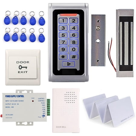 Sistemas de entrada de puerta con teclado RFID de metal impermeable y cerradura magnética eléctrica de 600 libras + fuente de alimentación de 110 V