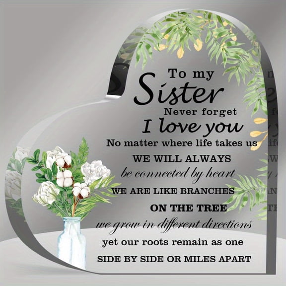 Sister Acrylic Heart Keepsake, Birthday Gift & Decorative Paperweight