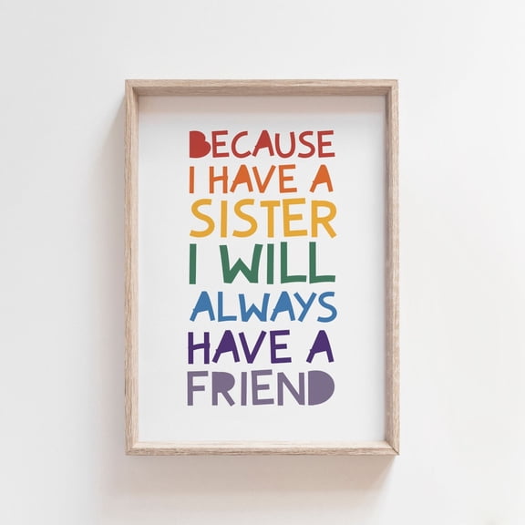 Sister Best Friends Rainbow Print for Shared Bedroom Decor