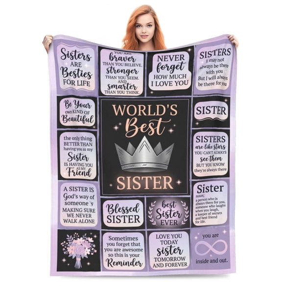 Sister Birthday Gift Idea, Sisters Gifts from Sis, Best Sister Ever Gift for Women, Happy Birthday Gifts for Sisters Adult, to My Sis Soft & Cozy Purple Throw Blanket 50x40