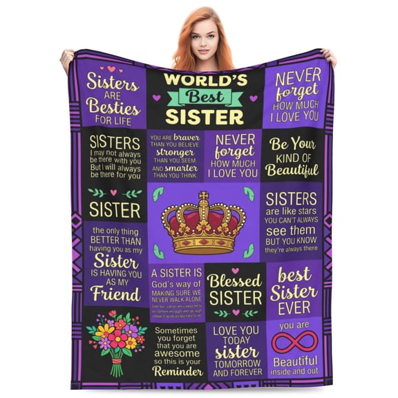 Sister Birthday Gift Idea, Sisters Gifts from Sis, Best Sister Ever Gift for Women, Happy Birthday Gifts for Sisters Adult, to My Sis Soft & Cozy Purple Throw Blanket 50x40