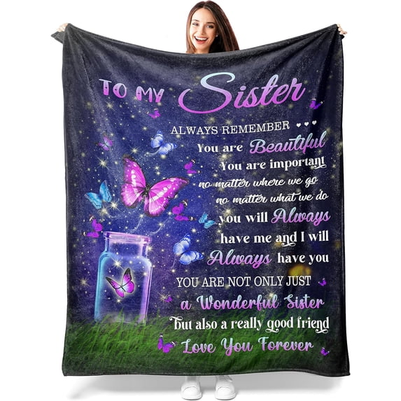 Sister Birthday Gift Ideas, Sister Gifts Blanket 40”*50”, Sisters Gifts from Sister, Birthday Gifts for Sister, Gift for Sister Adult, Best Sister Ever Gifts, Gifts for Little Sister