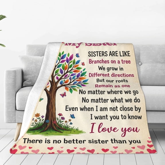 My Sister Birthday Gift from Sis,Tree of Life Sister Flannel Throw Blanket Best Ever Sister Present for Big Sisters on ,Valentine,Graduation,Christmas 50x40