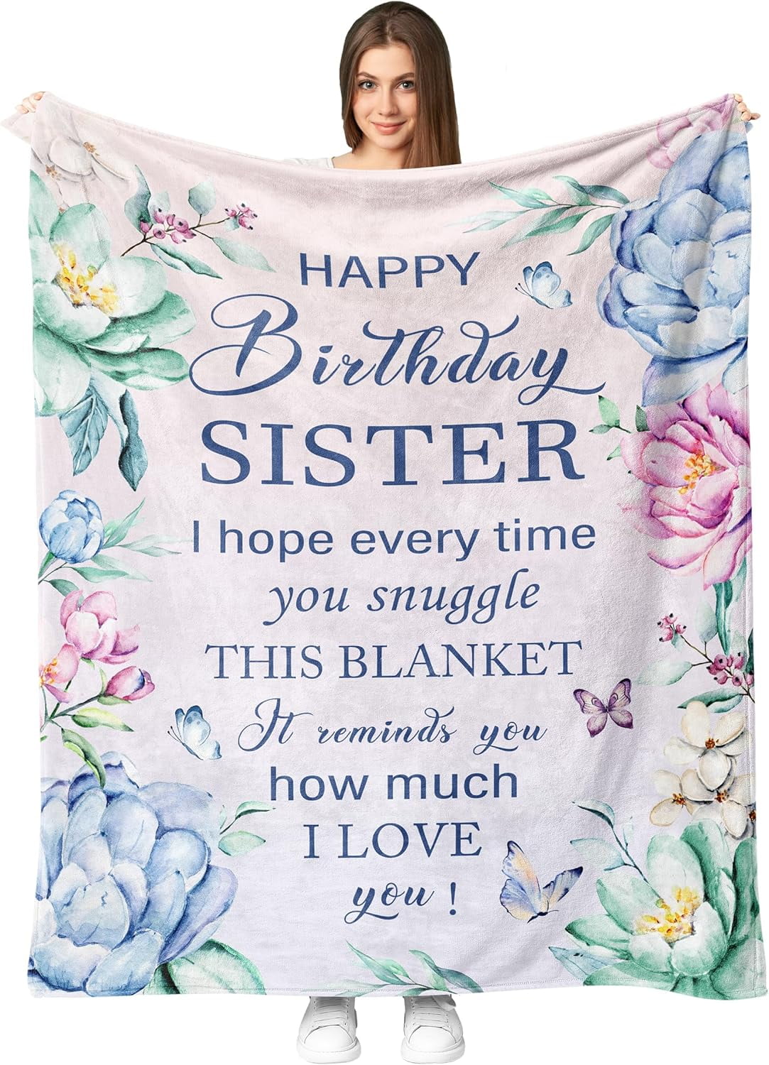 Sister Birthday Gifts - Birthday Gift for Sister from Brother Sister - Happy Birthday Sisters Throw Blanket