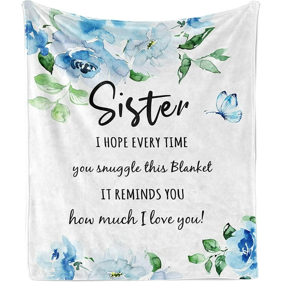Sister Birthday Gifts from Sister Blanket, Gift for Sister, Unique Birthday Gifts for Sister from Brother, Big Sister Gifts for Little Girls, Best Sister Gift Blanket 60x50in