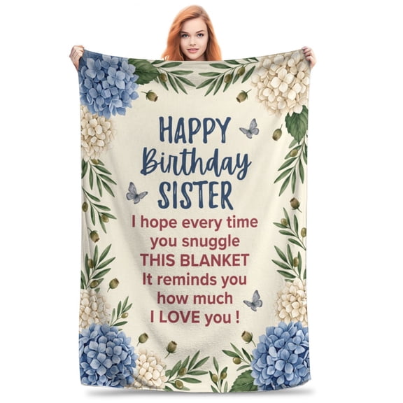 Sister Birthday Gifts - Happy Birthday Gift for Sister from Brother Sister Throw Blanket 50x40