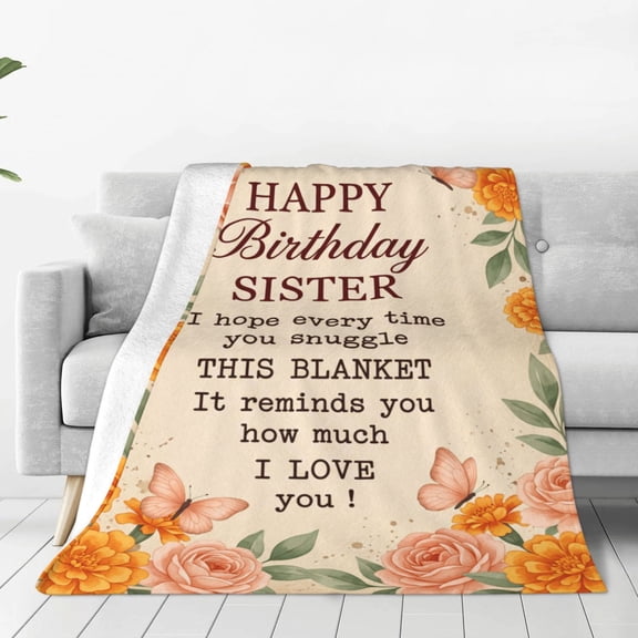 Sister Birthday Gifts - Happy Birthday Gift for Sister from Brother Sister Throw Blanket 50x40