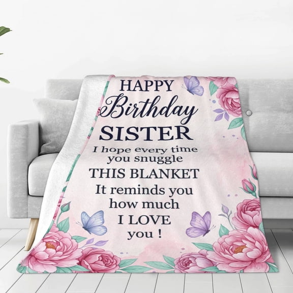 Sister Birthday Gifts - Happy Birthday Gift for Sister from Brother Sister Throw Blanket 50x40