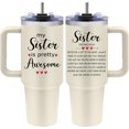 thumbnail image 1 of Sister Birthday Gifts - My Sister is Awesome Tumbler with Handle - 40oz Stainless Steel Travel Mug Insulated Coffee Cup, Sisters Gifts for Women Birthday, Mothers Day, Christmas, 1 of 6