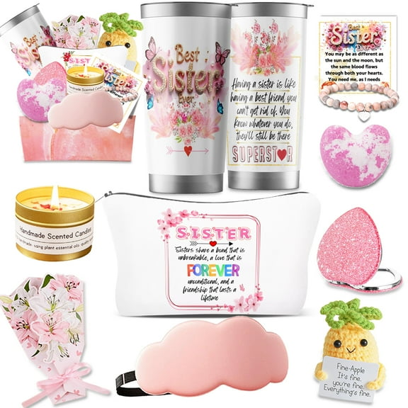 Sister Birthday Gifts, Sisters Gifts from Sister, Get Well Soon Gift Basket for Sister, Unique Sister 20OZ Tuath Spa Gifts Box,Gift Set for Best Friends Mom Sister Wife Her Girlfriend Coworker Bestie