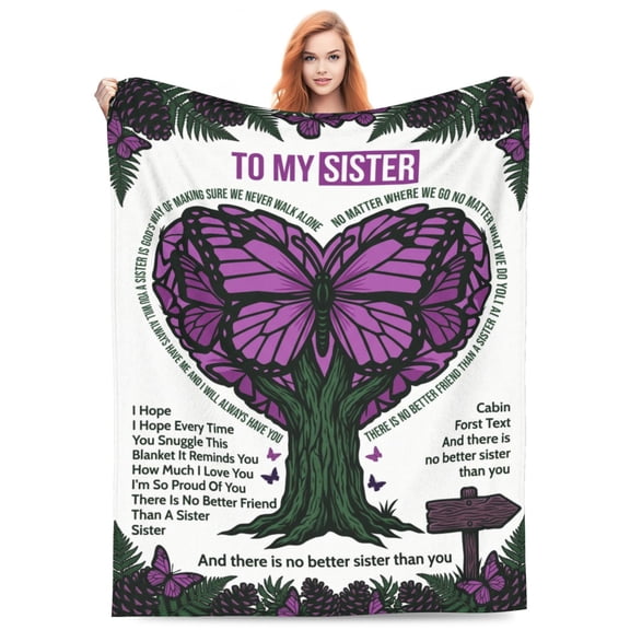 Sister Blanket, Best Sister Ever Heart Graphic, Meaningful Keepsake Gift, Soft Decorative Flannel Blanket 50x40