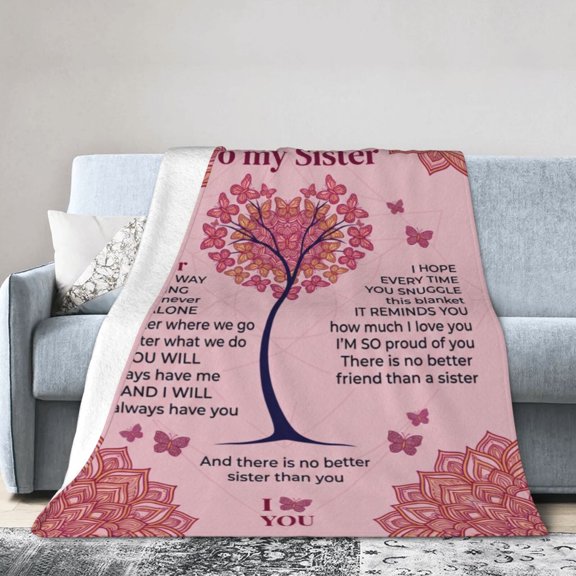 Sister Blanket, Big Sister Heartwarming Gift Design, Best Sister Ever Theme, Soft Cozy Flannel Throw Blanket 50x40