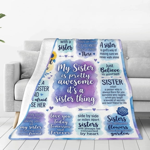 Sister Blanket, Birthday Gift Throw Blanket for Sister, Soft Flannel Cozy Blanket, Sister Gifts for Women Christmas 50x40
