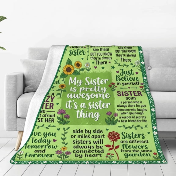 Sister Blanket, Birthday Gift Throw Blanket for Sister, Soft Flannel Cozy Blanket, Sister Gifts for Women Christmas 50x40