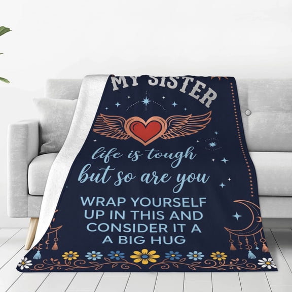 Sister Blanket Flannel Blue Floral Pattern Soft Warm Cozy All Season Home Decor for Couch and Bed 50x40