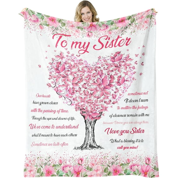 Sister Blanket Gift for Sister - Gifts for Sister from Sister, Brother, to My Sister Gifts on Christmas, Sister Gift Throw Blanket 50'''' x 60'''' (Sister)