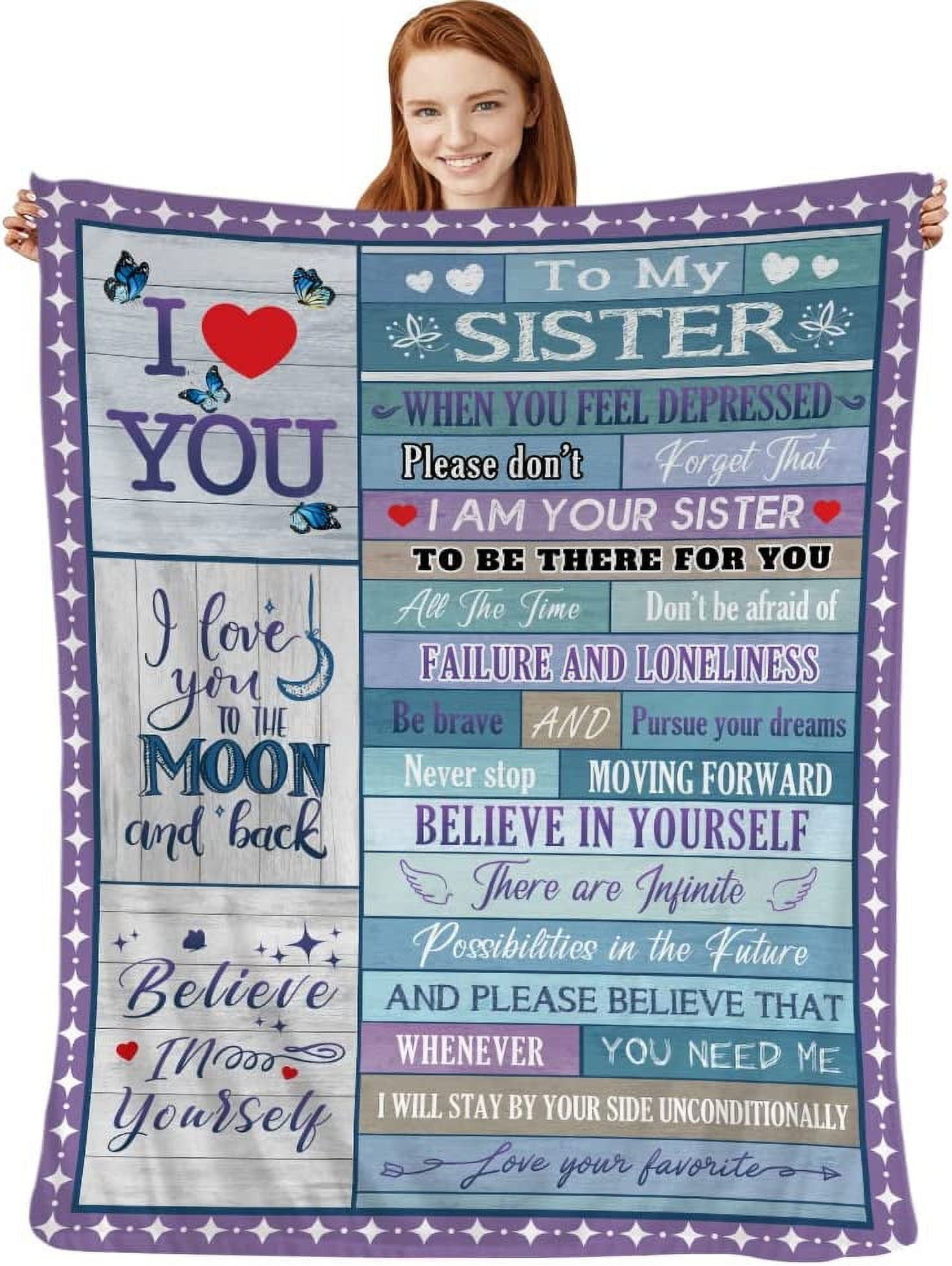 Sister Gifts Blanket - 320GSM Soft Flannel Throw, 60"x50", Lightweight, Birthday Gift For Sister, Graduation - View #3
